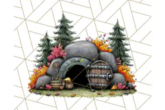 Halloween Buildings Clipart PNG, Haunted Houses Art Product Image 2