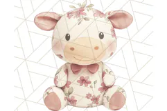 Pink Floral Stuffed Animal Clipart PNG, Cute Stuffed Animals Product Image 2
