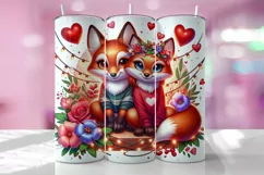 Valentine's Day Fox Tumbler Wrap Sublimation Design Product Image 1