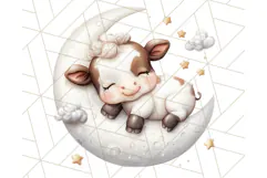 Sleeping Baby Animals PNG, Moon and Stars Nursery Clipart Product Image 4