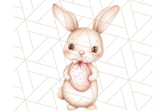 Pastel Pink Easter Bunny Egg and Flowers Clipart PNG Product Image 3