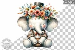 Floral Crown Elephant Sublimation - Clipart Bundle Product Image 14
