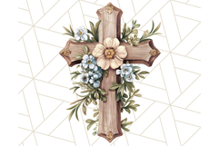 Faith Cross PNG with Flowers, Watercolor Religious Art Print Product Image 2