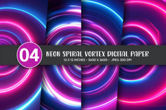 Neon Spiral Vortex Digital Paper Product Image 1