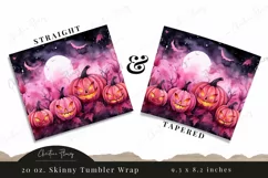 Pink Halloween Jack o Lantern Tumbler Wrap PNG Product Image 2