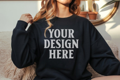 Black Gildan 18000 Crewnwck Sweatshirt Mockup, gildan 18000 Product Image 1