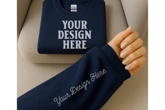 Gildan 18000 Navy Sleeve Sweatshirt Mockup Product Image 1