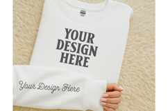 Gildan 18000 White Sleeve Sweatshirt Mockup Product Image 1