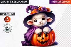 Halloween Clipart, sheep clipart, pumpkin clipart,Witch hat Product Image 1