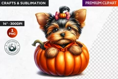 Halloween Puppy Clipart, dog clipart, Witch hat, pumpkin PNG Product Image 1