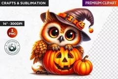 Halloween Clipart, Owl clipart, pumpkin clipart, Autumn PNG Product Image 1