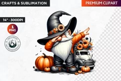 Halloween gnome clipart, Halloween clipart, truck,Gnomes PNG Product Image 1