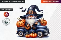 Halloween gnome clipart, Halloween clipart, truck,Gnomes PNG Product Image 1