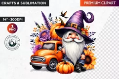 Halloween gnome clipart, Halloween clipart, truck,Gnomes PNG Product Image 1
