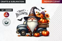 Halloween gnome clipart, Halloween clipart, truck,Gnomes PNG Product Image 1
