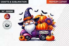 Halloween gnome clipart, Halloween clipart, truck,Gnomes PNG Product Image 1