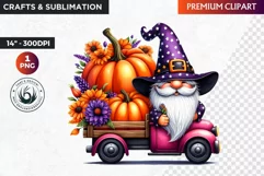 Halloween gnome clipart, Halloween clipart, truck,Gnomes PNG Product Image 1