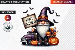 Halloween gnome clipart, Halloween clipart, truck,Gnomes PNG Product Image 1