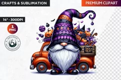 Halloween gnome clipart, Halloween clipart, truck,Gnomes PNG Product Image 1