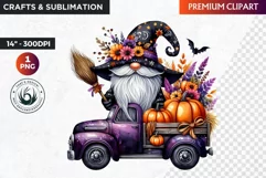 Halloween gnome clipart, Halloween clipart, truck,Gnomes PNG Product Image 1