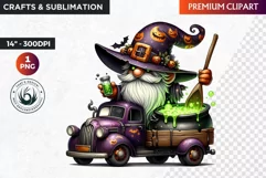 Halloween gnome clipart, Halloween clipart, truck,Gnomes PNG Product Image 1
