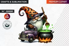Halloween gnome clipart, Halloween clipart, truck,Gnomes PNG Product Image 1
