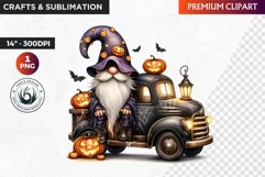 Halloween gnome clipart, Halloween clipart, truck,Gnomes PNG Product Image 1