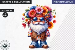 Hippie Gnomes clipart, Flower power clipart, gnome png Product Image 1