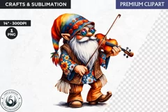 Hippie Gnomes clipart, Flower power clipart, gnome png Product Image 1