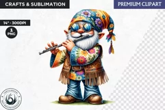 Hippie Gnomes clipart, Flower power clipart, gnome png Product Image 1