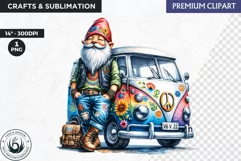 Hippie Gnomes clipart, Flower power clipart, gnome png Product Image 1