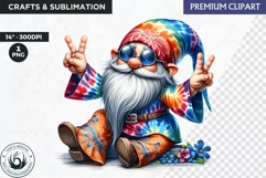 Hippie Gnomes clipart, Flower power clipart, gnome png Product Image 1