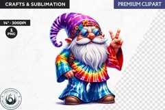 Hippie Gnomes clipart, Flower power clipart, gnome png Product Image 1