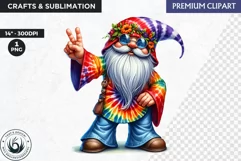 Hippie Gnomes clipart, Flower power clipart, gnome png Product Image 1