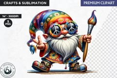 Hippie Gnomes clipart, Flower power clipart, gnome png Product Image 1