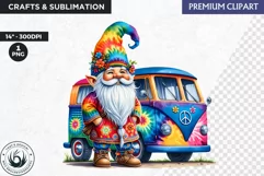 Hippie Gnomes clipart, Flower power clipart, gnome png Product Image 1