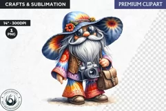 Hippie Gnomes clipart, Flower power clipart, gnome png Product Image 1