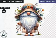 Hippie Gnomes clipart, Flower power clipart, gnome png Product Image 1