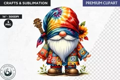 Hippie Gnomes clipart, Flower power clipart, gnome png Product Image 1