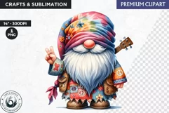 Hippie Gnomes clipart, Flower power clipart, gnome png Product Image 1