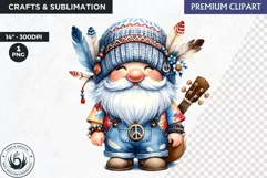 Hippie Gnomes clipart, Flower power clipart, gnome png Product Image 1