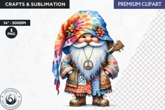 Hippie Gnomes clipart, Flower power clipart, gnome png Product Image 1