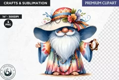 Hippie Gnomes clipart, Flower power clipart, gnome png Product Image 1