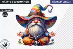 Hippie Gnomes clipart, Flower power clipart, gnome png Product Image 1