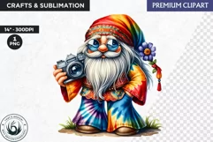 Hippie Gnomes clipart, Flower power clipart, gnome png Product Image 1