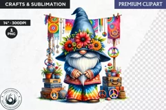 Hippie Gnomes clipart, Flower power clipart, gnome png Product Image 1