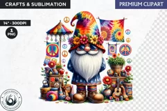 Hippie Gnomes clipart, Flower power clipart, gnome png Product Image 1