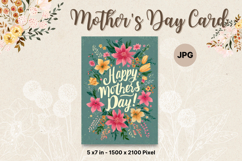 Mother&#039;s Day Card Happy MOM flower Printable Gift Card_38 Product Image 1