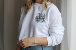 Women Sleeve Fold Sweatshirt Mockup PSD JPG Product Image 1