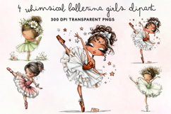 Whimsical Ballerina Girls Clipart PNG Product Image 1